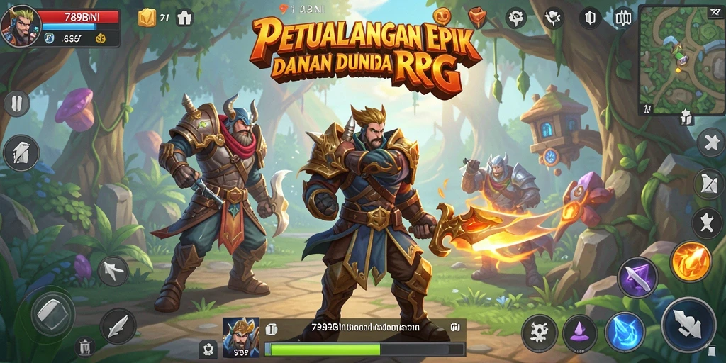Tangkapan layar gameplay RPG 789BNI yang menampilkan pertempuran epik.