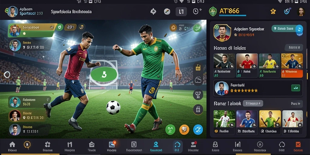 Screenshot AT866 menampilkan tampilan antarmuka aplikasi Sportsbook yang menarik.