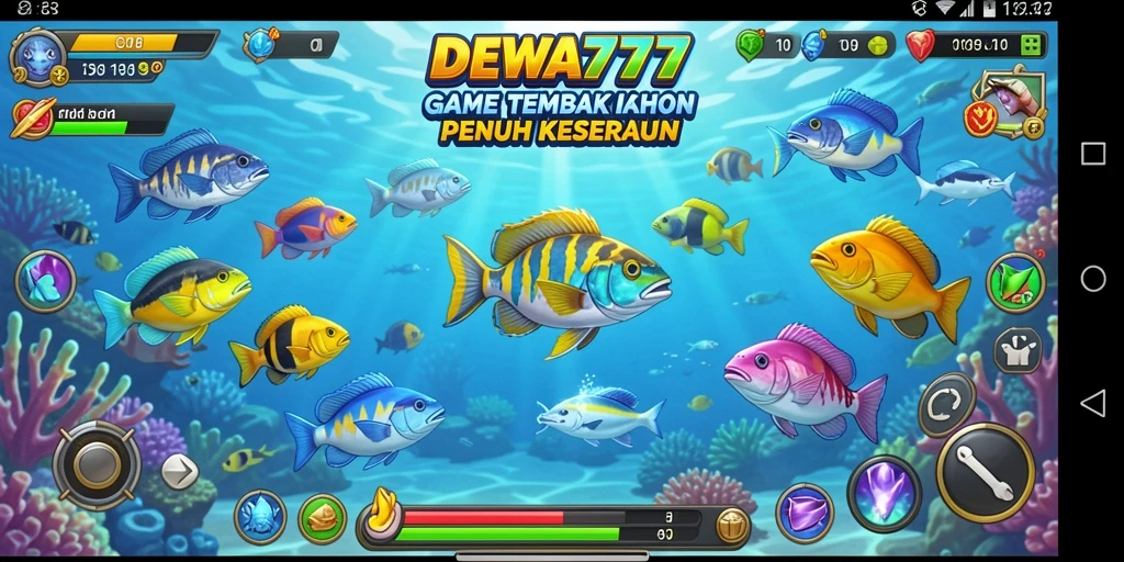 Tampilan gameplay DEWA777 yang menakjubkan saat menembak ikan.