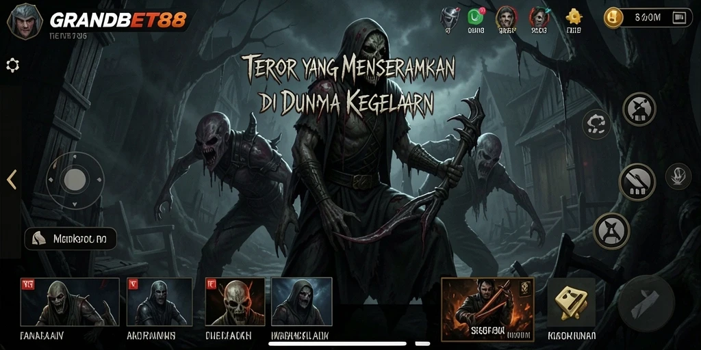 Tampilan menyeramkan dari gameplay GRANDBET88 yang mencekam.