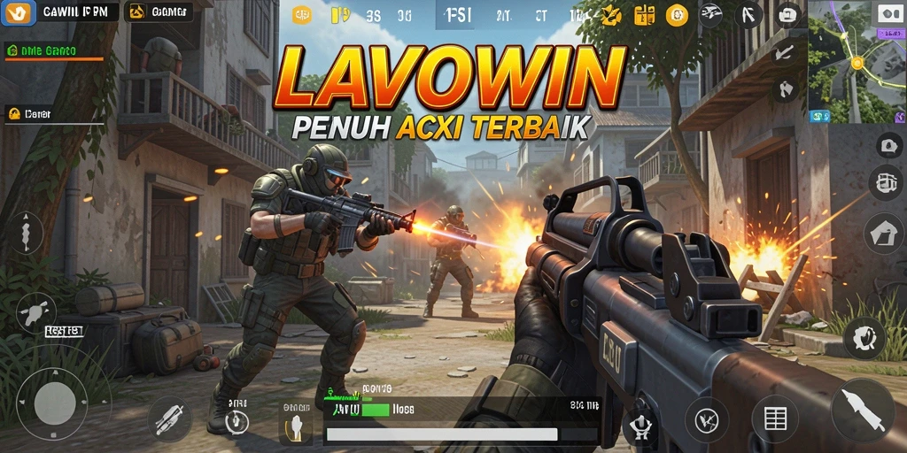 Gameplay intens dari LAVOWIN menampilkan aksi tembak-tembakan yang seru.
