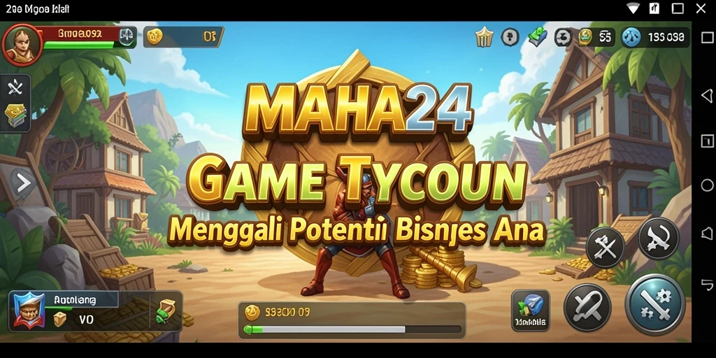 Tampilan gameplay MAHA24 yang menarik dengan nuansa bisnis yang seru.