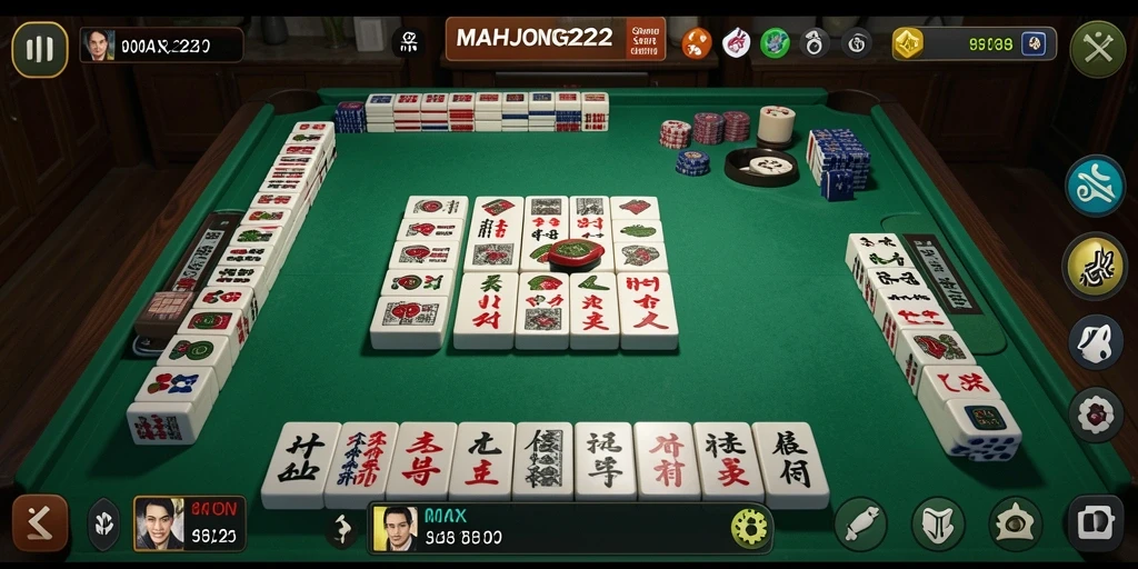 Tampilan gameplay seru dari MAHJONG222 dalam permainan Domino.