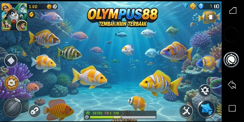 Screenshot gameplay OLYMPUS88 menunjukkan aksi menembak ikan yang seru.