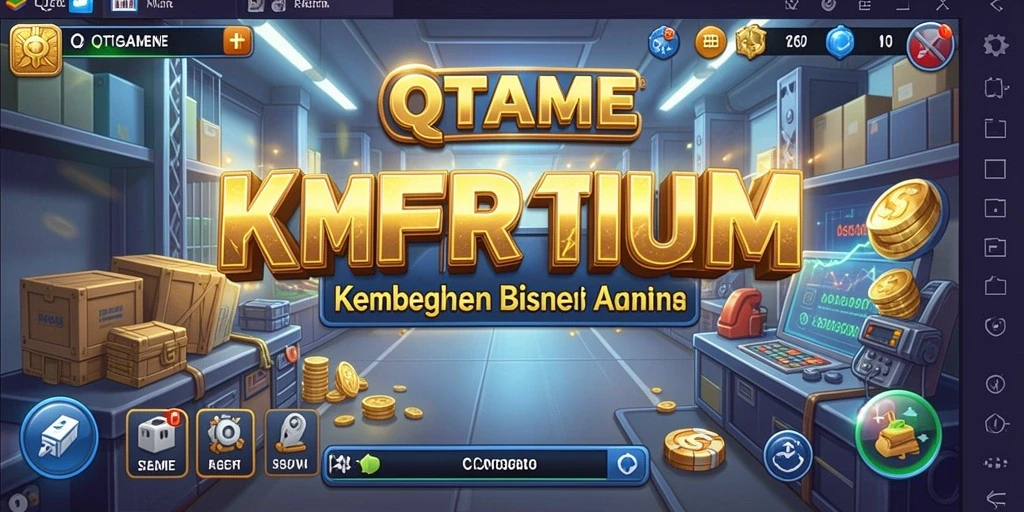 Tampilan menarik gameplay QTGAME dengan pengelolaan bisnis.