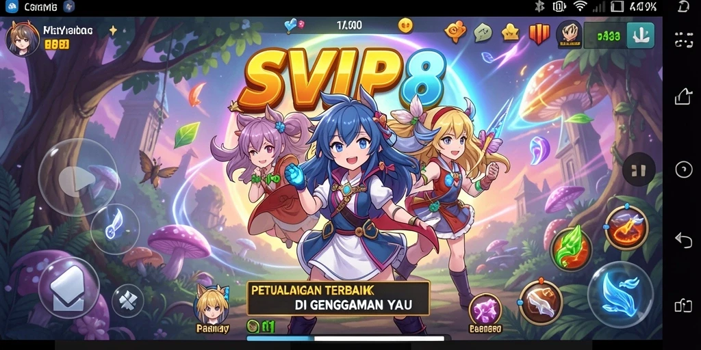 Tampilan gameplay seru dengan karakter anime ikonik.