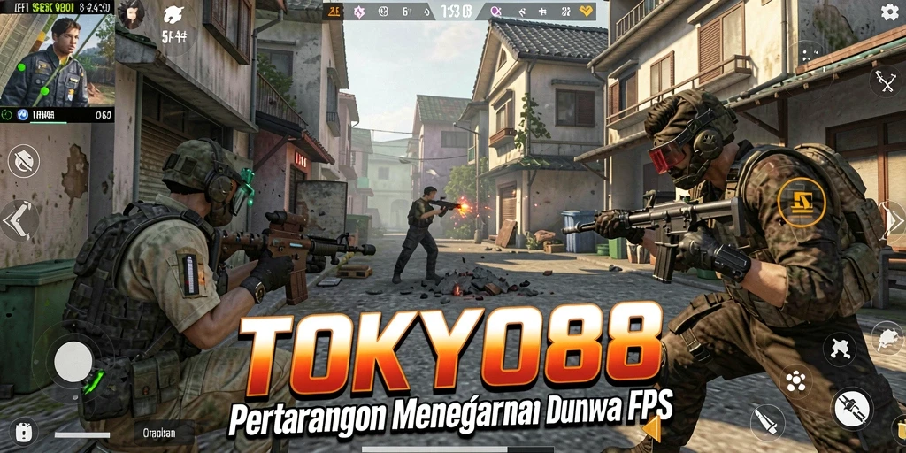 Screenshot gameplay TOKYO88 menunjukkan intensitas pertempuran FPS yang mendebarkan.
