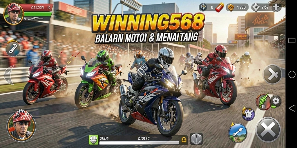 Tampilan menarik gameplay balapan motor seru dari WINNING568.